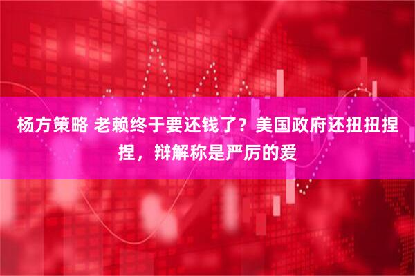 杨方策略 老赖终于要还钱了？美国政府还扭扭捏捏，辩解称是严厉的爱